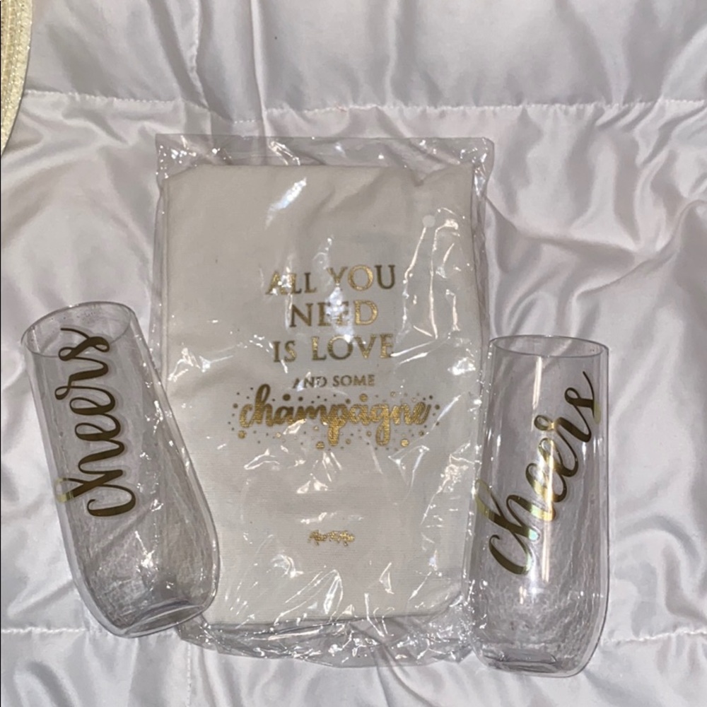 Champagne/wine bag and plastic champagne flutes